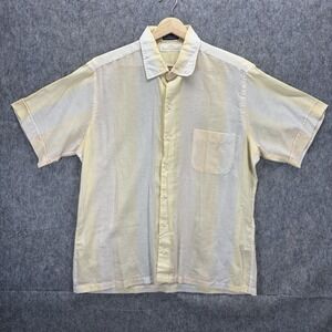 Vintage 70s Countess Mara Vintage Shirt Men's Large Yellow Paper Thin Mod Madmen